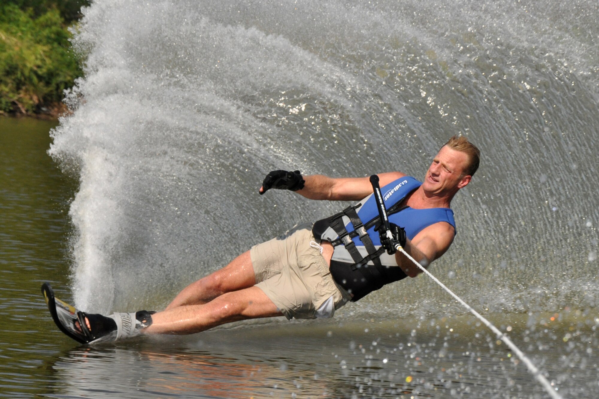 Although the 101 Critical Days of Summer have officially ended, Mother Nature seems to be dragging the campaign out just a bit longer. Rod Glass gets in a little extra skiing time on the Red River in the Shreveport/Bossier City, La., area, Sept. 16, 2010. With the end of the summer season rapidly approaching, a group of 917th Wing co-workers decided to hit the river for an after-work, stress-relieving adventure. Summer officially ends Wednesday, September 23, at 3:09a.m., and Airmen at the 917th will soon have to find new ways to relieve stress, while keeping an eye on their fellow wingmen and maintaining the safety frame of mind. The Shreveport/Bossier City area offers numerous safe year round activities, although it may take a quick search to find a specific one to enjoy. There are numerous internet sites that can help all of our Airmen find the fun side of Louisiana. (Courtesy photo by Jeff Walston)