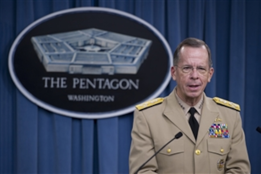 Chairman of the Joint Chiefs of Staff Adm. Mike Mullen, U.S. Navy, addresses the media announcing the 2nd annual Warrior Games to be held in Colorado Springs, Colo., in May 2011 in the Pentagon on Sept. 20, 2010.  