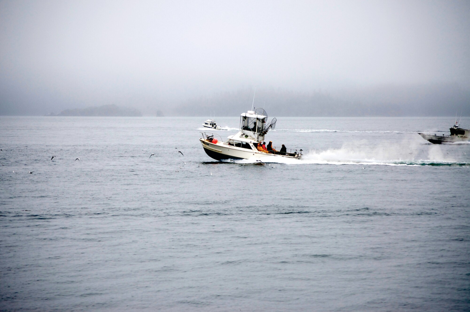 Fishing boats carry anglers to the world’s best halibut fishing
grounds. Homer is known as the “Halibut-fishing capital of the world.” (Photo by Luke Waack/JBER PAO)