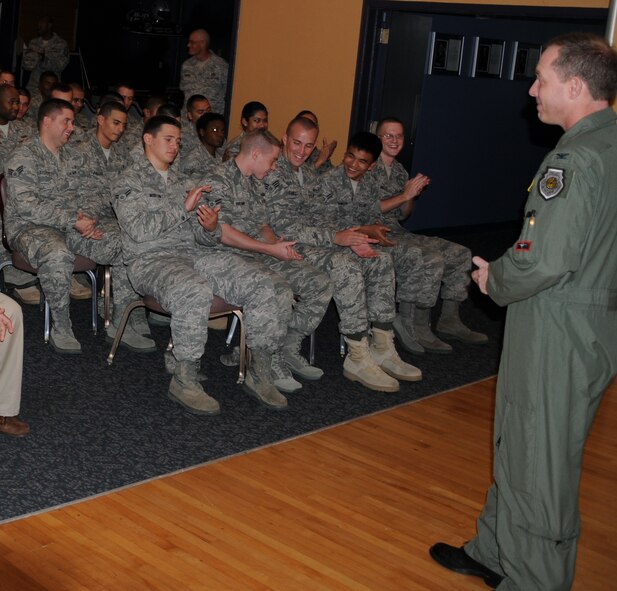 LAUGHLIN AIR FORCE BASE, Texas – Airmen who reside in Laughlin’s enlisted dormitories react to the news that their Basic Allowance for Subsistence will soon be doubling. Laughlin will be the only Air Force Base where unaccompanied Airmen receive the additional BAS. (U.S. Air Force photo by Airman 1st Class Blake Mize) 