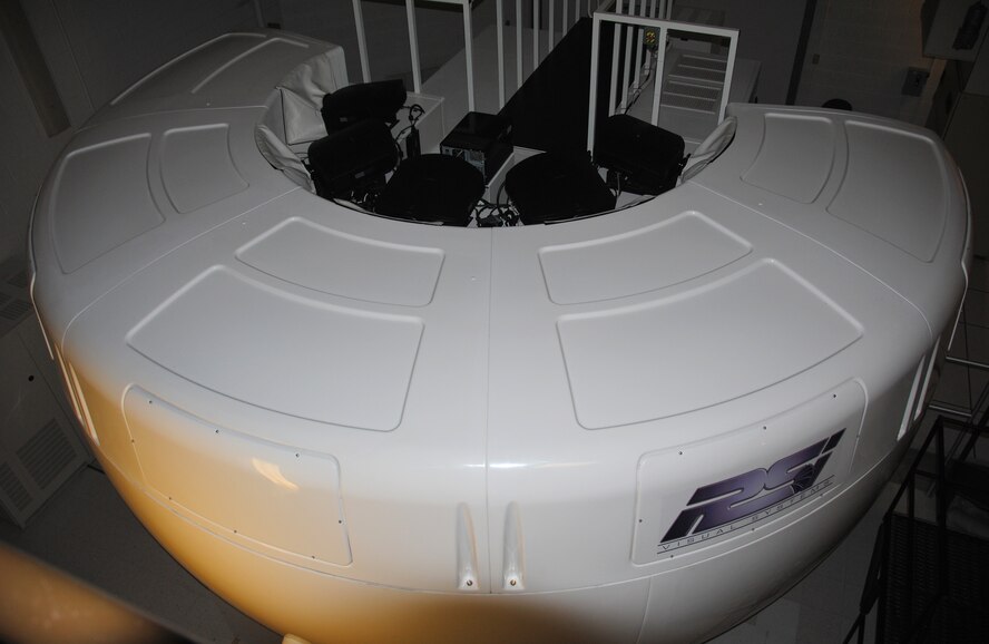 The new T-1 simulator allows students to more realistically experience flying in a simulated environment. (U.S. Air Force Photo/ 2nd Lt. Tyler Gross)