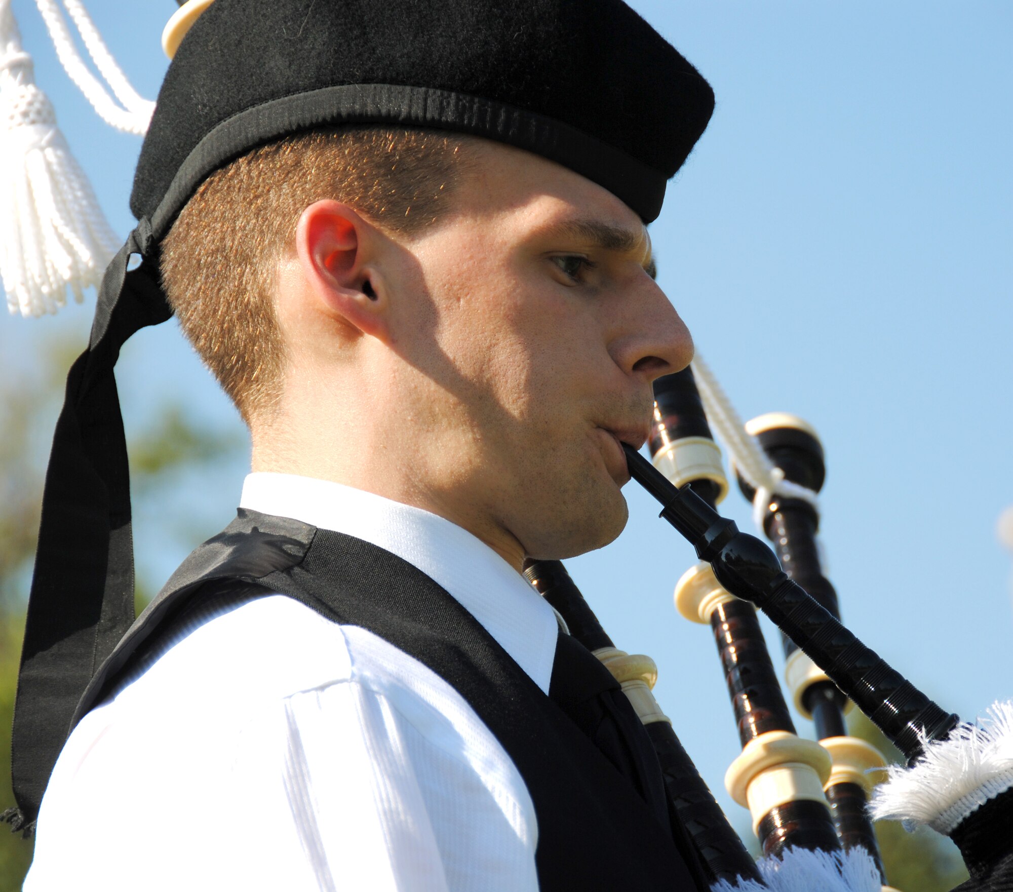 Daniel Koch, a Reserve Officer Training Corps cadet, plays the bagpipe during a prisoner-of-war and missing-in-action ceremony Sept. 17 here. The ceremony honored some of the nation’s most respected heroes. More than 200,000 American soldiers have been listed as a POW or MIA since World War I.