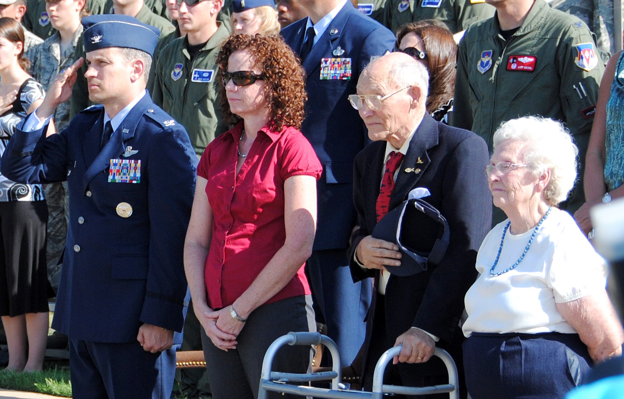 Former prisoner of war Francis Hoad of Enid, Oklahoma is the honored guest at the POW/MIA day ceremony. (U.S. Air Force Photo/ 2nd Lt. Tyler Gross)