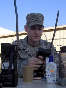 Senior Airman Derek Fisher, 437th Operations Support Squadron aircrew flight equipment journeyman