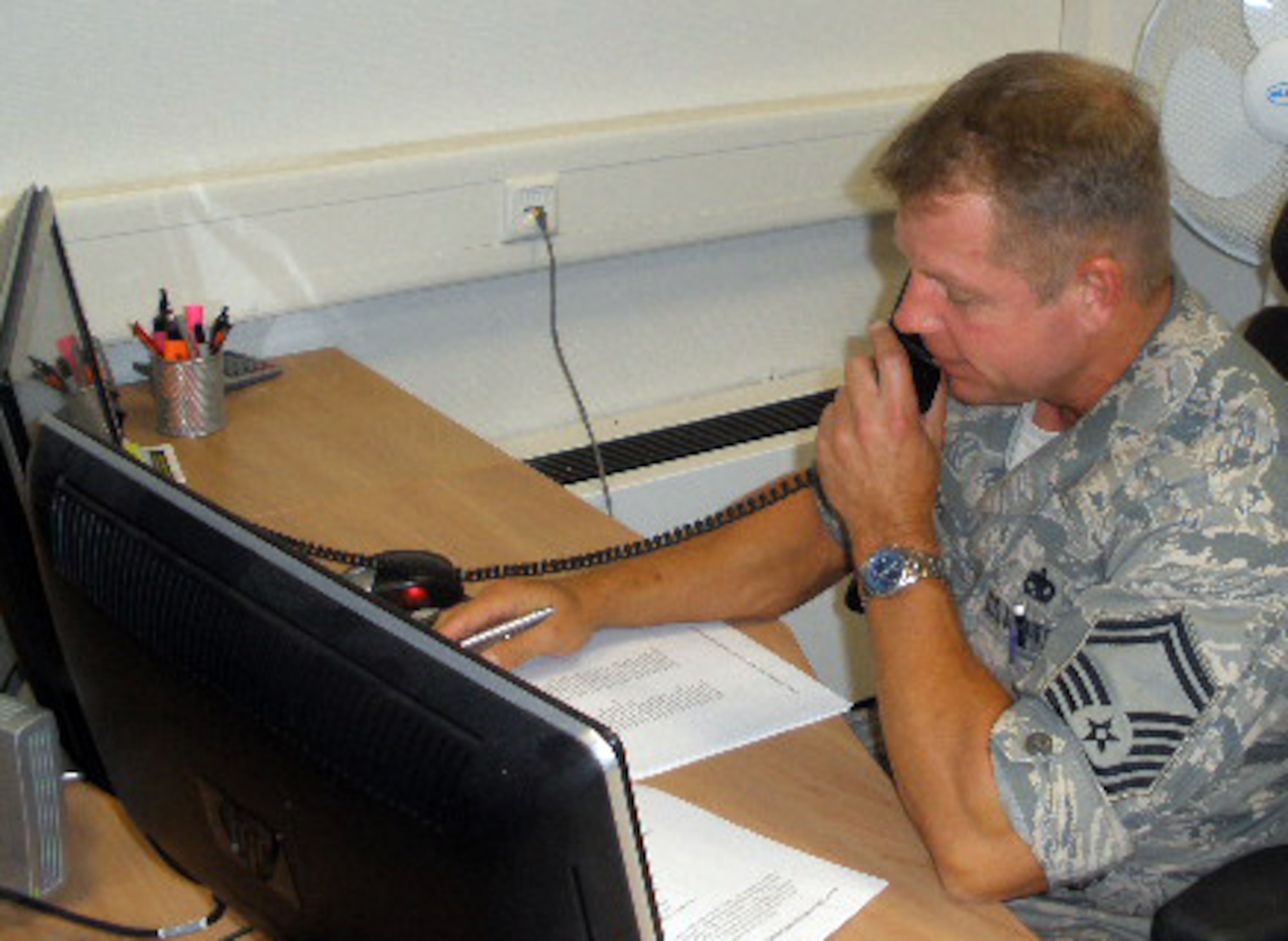 SPANGDAHLEM AIR BASE, Germany -- Senior Master Sgt. Dennis Peterson, 52nd Munitions Maintenance Group loading standardization superintendent, coordinates site visits for several of the geographically-separated units belonging to the 52nd Fighter Wing. Sergeant Peterson inspects the units to ensure they follow guidelines to meet mission requirements. (U.S. Air Force/courtesy photo) 