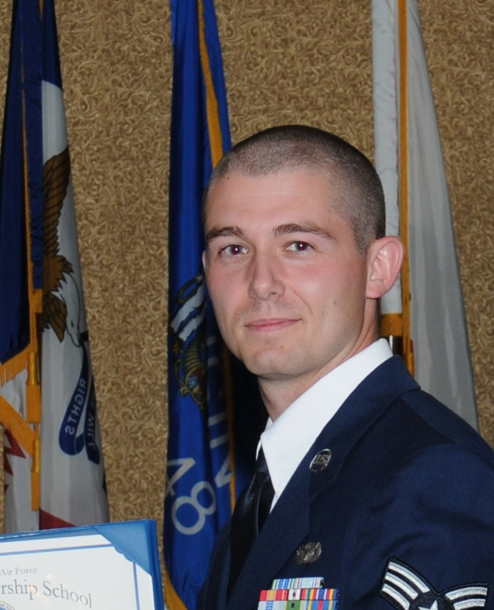 Class 10-7 Airman Leadership School graduate Senior Airman Richard Leslie, 14th Security Forces Squadron.
