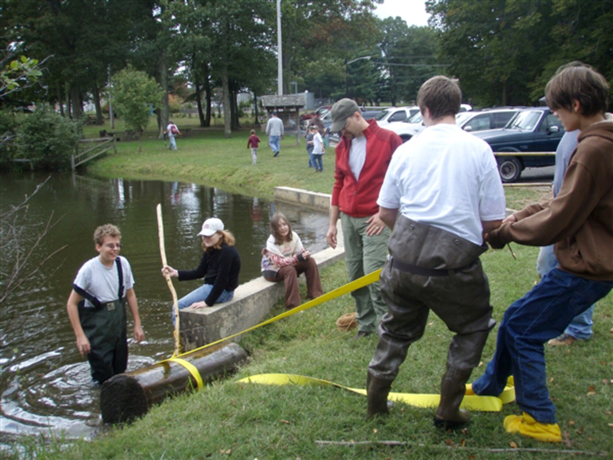 Volunteers clean up a pond and add native plants as part of National Public Lands Day Sept. 25, 2009, at Fort Dix, N.J. (U.S. Army photo)