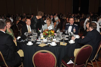 Guests enjoy their dinner at the 2010 USSTRATCOM Birthday Ball, held September 24th, at the Embassy Suites hotel in La Vista, Neb. This annual event celebrates the creation of U.S. Strategic Command. This year&#039;s featured speaker was Gene Kranz, NASA Flight Control Director and Presidential Medal of Freedom Recipient.<br><br>For more information on the Birthday Ball you can visit the <a href="http://sites.google.com/site/birthdayball/Home">USSTRATCOM Birthday Ball homepage</a>.