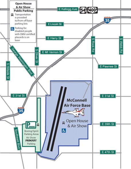 McConnell 2010 Open House and Air Show parking map.