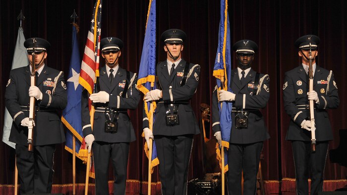 LAS VEGAS--  The Nellis Air Force Base Honor Guard presents the colors during the 2010 Nellis-Creech Air Force Ball Sept. 25 at the Bellagio Resort and Casino. (U.S Air Force Photo / Senior Airman Stephanie Rubi)