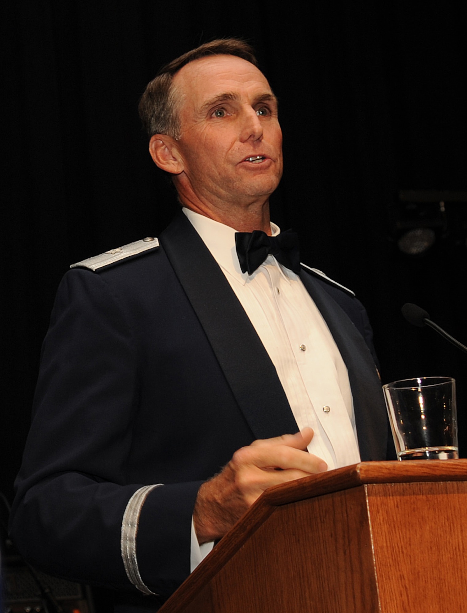 MOUNTAIN HOME AIR FORCE BASE, Idaho -- Brig. Gen. Anthony Rock, Air Command and Staff College commandant, addresses the crowd during the 63rd Annual Air Force Ball at the Boise Center Sep 25. The event honored the U.S. Air Force’s 63rd year of being a separate service. (U.S. Air Force photo by Senior Airman Roy Lynch)