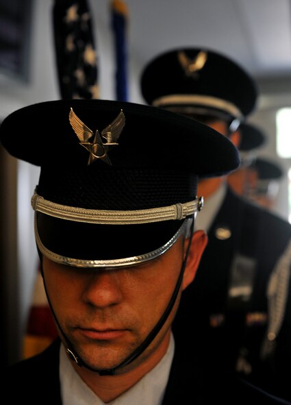 MOODY AIR FORCE BASE, Ga. -- Airmen from the Moody AFB Honor Guard waits for the start of the Air Force birthday ceremony here Sept. 20. The Air Force birthday ceremony is celebrated annual. (U.S. Air Force photo/Airman 1st Class Joshua Green)
