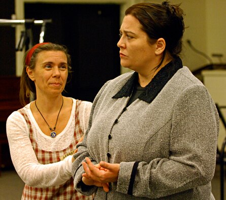 100921-F-6593P-004
SHAW AIR FORCE BASE, S.C. -- Michelle Clegg and Sunny Prescott Maldonado rehearse for Shaw community theatre's production of Just Desserts, a murder mystery dessert theatre show at the community center, Shaw Air Force Base, S.C., Sept. 21, 2010. Shaw community theatre performs several different shows every year, with auditions and performances open to all. (U.S. Air Force photo/Airman 1st Class Daniel Phelps (Released))