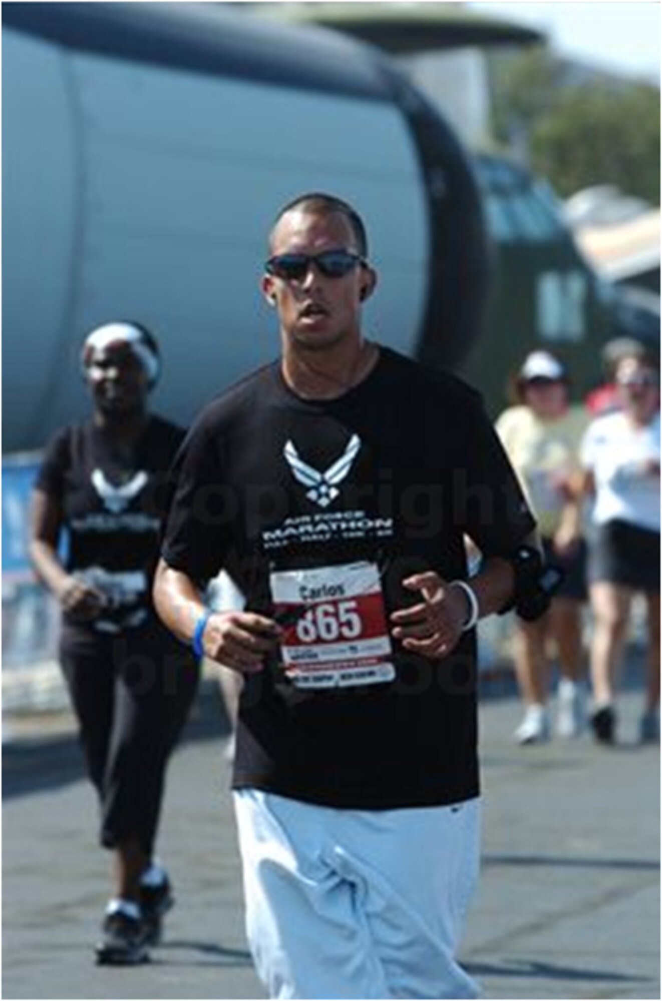 GOODFELLOW AIR FORCE BASE. Texas - Staff Sgt. Carlos Estrada, 315th Training Squadron, pushes through the full marathon course during the 14th United States Air Force Marathon held Sept. 18 at Wright-Patterson Air Force Base, Ohio. (Courtesy photo)