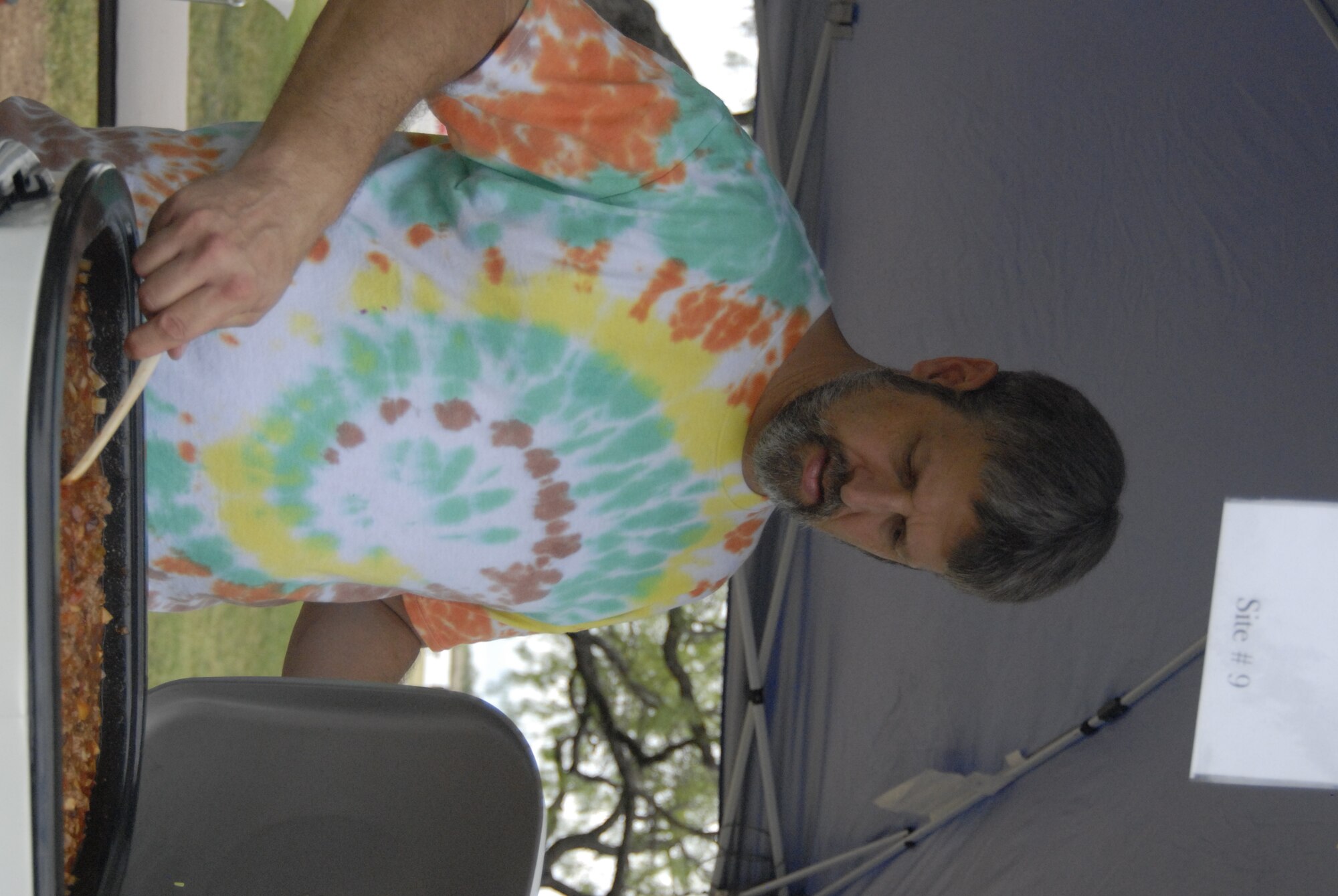 GOODFELLOW AIR FORCE BASE, Texas - Retired Senior Master Sgt. Steve Willey, stirs his chili during the 36th Annual Armed Forces International Chili Cook Off held at the Rec Camp, Sept 25. (U.S. Air Force photo/Connie Hempel)