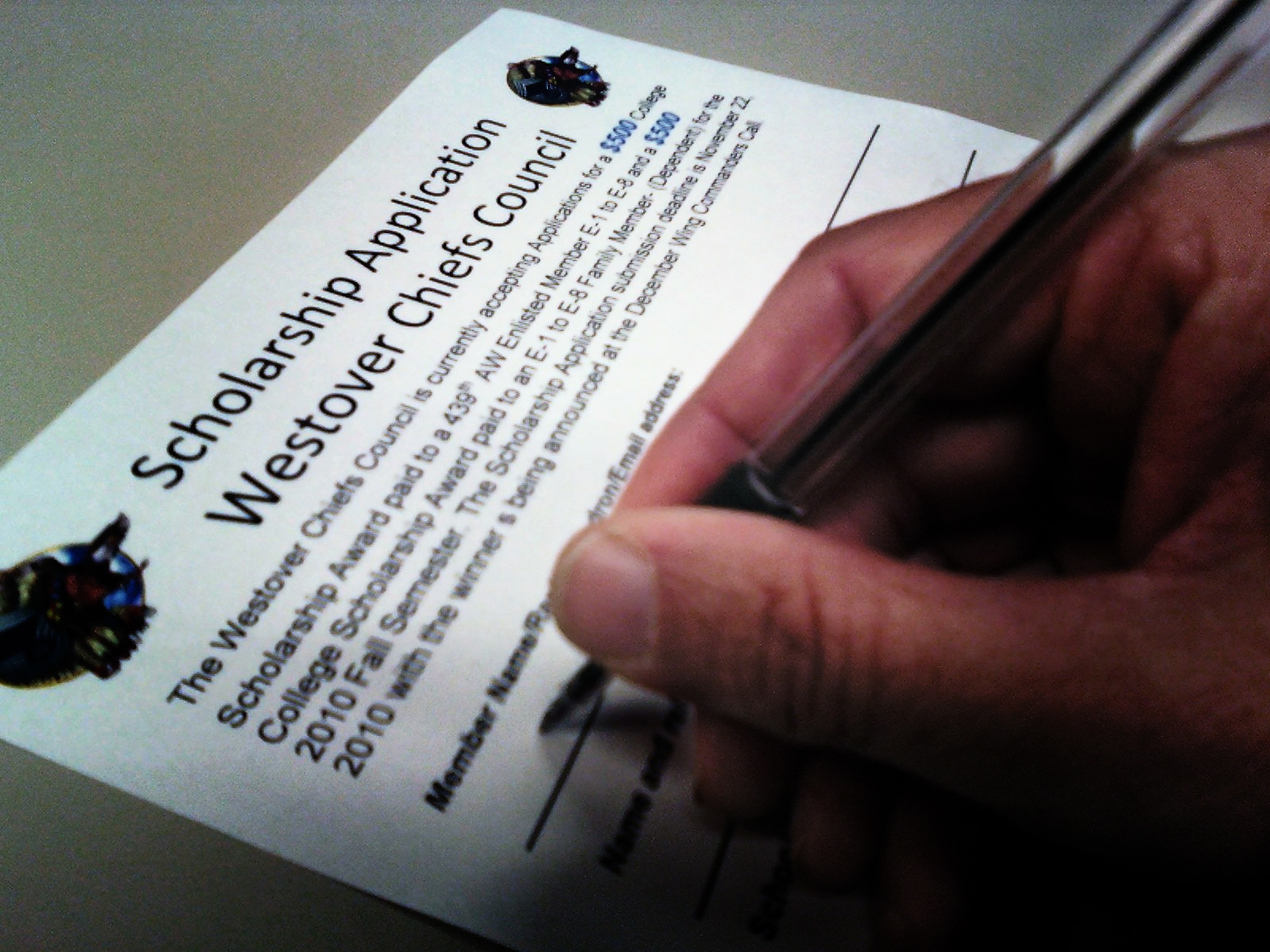The Westover Chief's Council is offering two $500 college scholarships for the fall semester to enlisted Reserve members of the 439th Airlift Wing.
