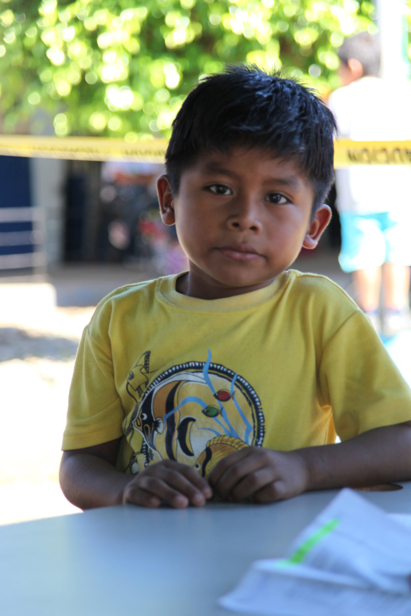 A Panamanian child waits for his parents to fill out paperwork to get medically screened at Rambala Maternity Clinic in Punta Pina, Panama, Sept. 28, 2010. The clinic is being used as a medical site for Continuing Promise personnel to conduct medical operations. Marines and Sailors of Continuing Promise 2010 are anchored off the coast of Chiriqui Grand, Panama, to conduct humanitarian operations for 10 days. CP10 is a humanitarian civic assistance mission that provides medical, dental, veterinary, engineering support and disaster relief efforts to the Caribbean, Central and South America.