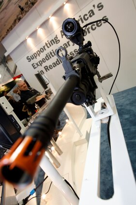 Supporting an infrared scope, the M249 Squad Automatic Weapon was on full display in Quantico, Va., during the Modern Day Marine Exposition Sept. 28, 2010. This year's event marked the 30th anniversary of the exposition, which is the largest of its kind.