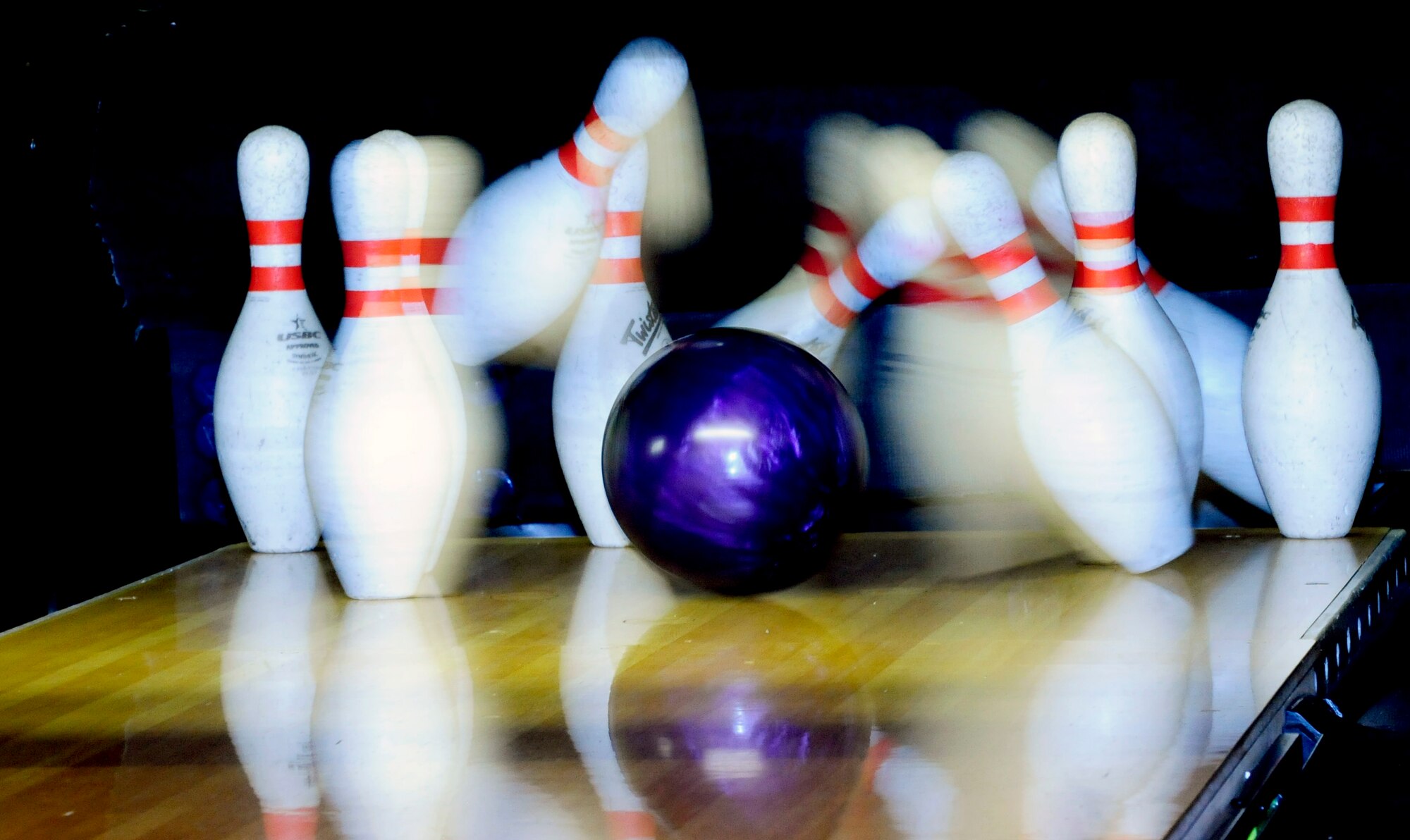 RAF MILDENHALL, England -- Bowling was one of many events held during Wing Sports Day here Sept. 24. The overall pins that were bowled by Airmen and their family members was 34,298. (U.S. Air Force photo/Senior Airman Ethan Morgan)