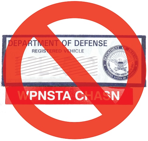 By order of the Joint Base Charleston commander, vehicle decals will no longer be required to gain entry to the Weapons Station. Effective Oct. 1, 2010, access to both sides of Joint Base Charleston will require drivers to present a valid Department of Defense identification card. Additionally, all Air Base motorcyclists are reminded of the mandate to apply for a motorcycle identification card to ensure continued base access. Applications for cards are submitted through the 628th Air Base Wing Safety Office. (U.S. Air Force graphic) 