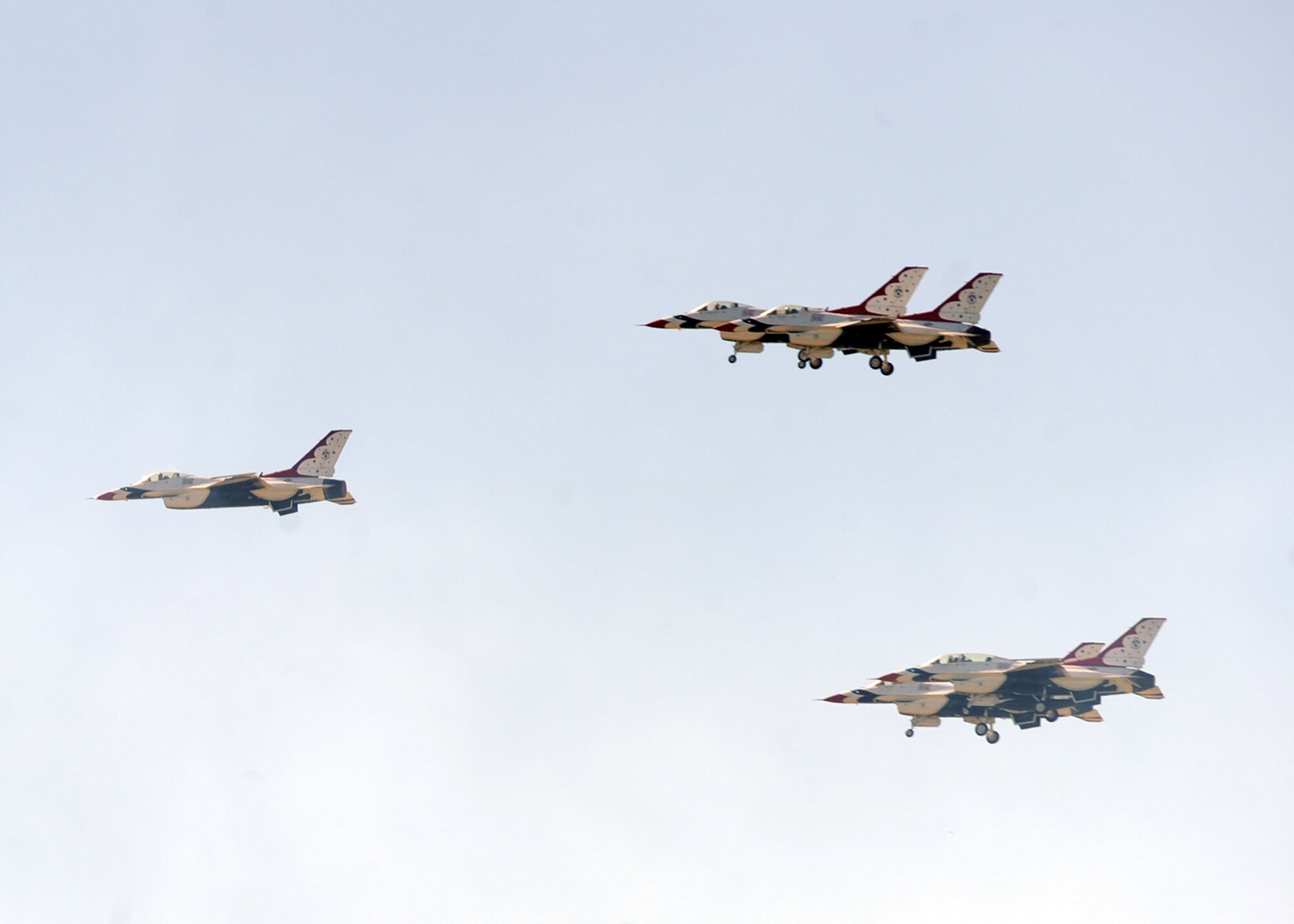 The U.S. Air Force Air Demonstration Squadron Thunderbirds fly over McConnell’s 2010 Open House and Air Show, Sept. 25, 2010, McConnell Air Force Base, Kan. The Thunderbirds have been performing for audiences around the world for 57 years.  (U.S. Air Force photo/Staff Sgt. Dallas Edwards)