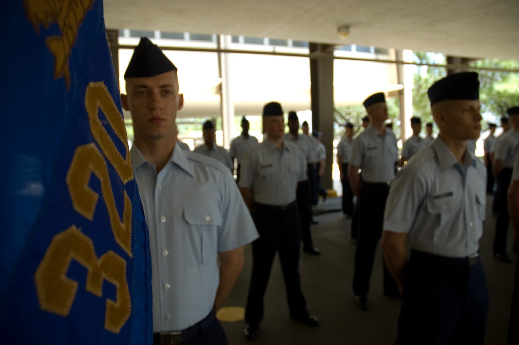 Flight prepares for an Open Ranks inspection on the service uniform. (U.S. Air Force Photo/Training Development Flight)
