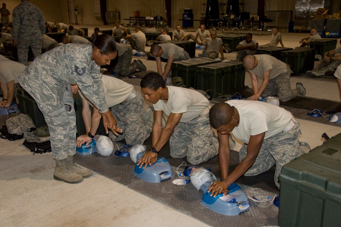 Cardiopulmonary resuscitation training. (U.S. Air Force Photo/Melinda Mueller)

