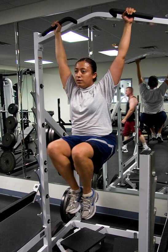 GRISSOM AIR RESERVE BASE, Ind. -- Senior Airman Theresa Daniel works out in the base fitness center Sept. 23. Airman Daniel was there with other members of the 434th Seasoning Training Flight, who meet every Tuesday and Thursday for physical training. Airman Daniel is an aerospace ground equipment apprentice with the 434th Maintenance Squadron. The primary objective of the 434th STF is to accelerate training to a 5-skill level. The flight also helps develop life skills, increased responsibility and fitness, which are key components of a successful Air Force Reserve career. (U.S. Air Force photo/Tech. Sgt. Mark R. W. Orders-Woempner)