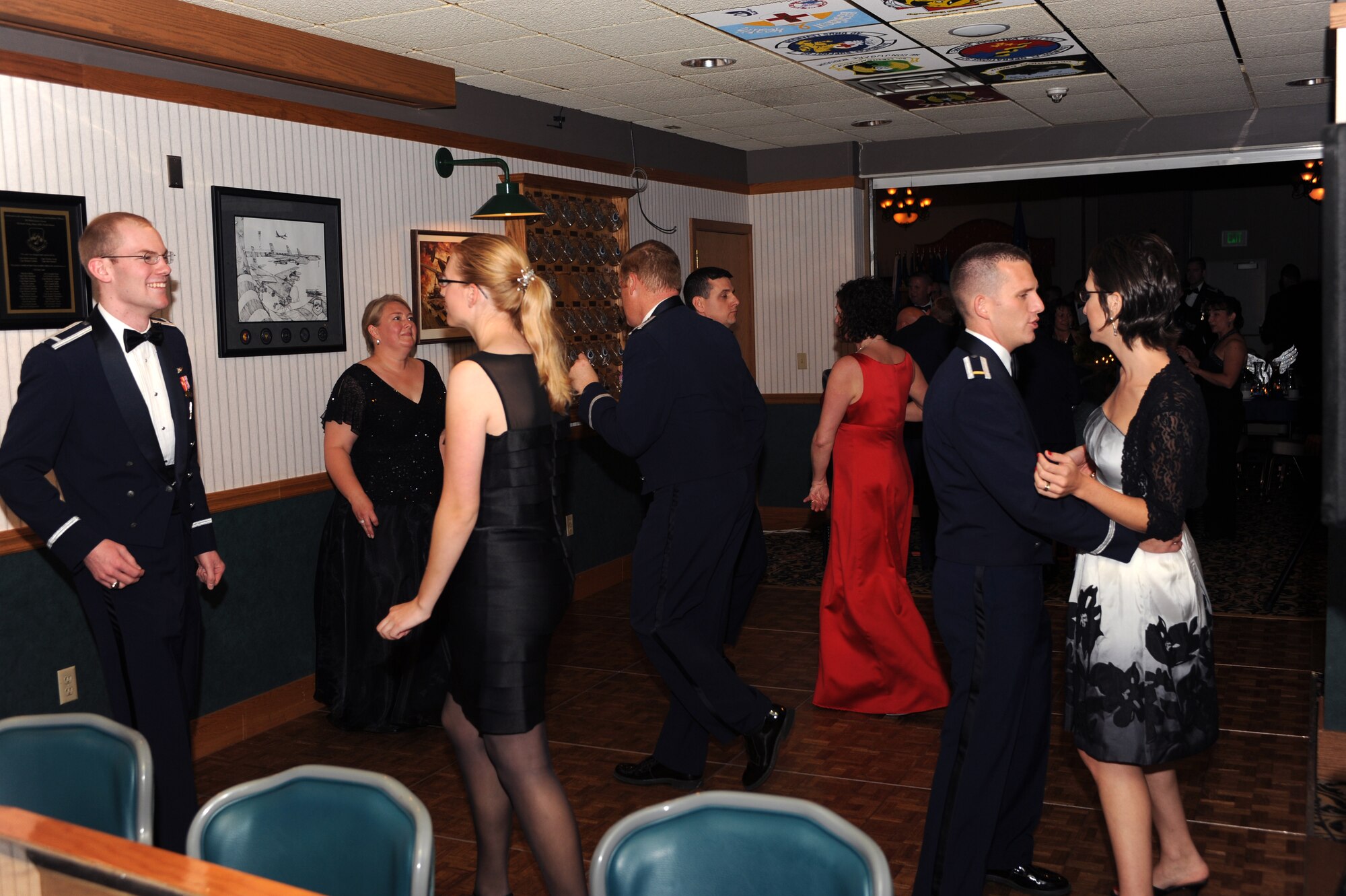 MINOT AIR FORCE BASE, N.D. -- Air Force Global Strike Command Airmen stationed here dance at the Air Force Ball held in the Jimmy Doolittle Center here Sept. 25. Air Force Global Strike Command Airmen from Minot joined for a morale boosting event held annually. (U.S. Air Force photo by Airman 1st Class Aaron-Forrest Wainwright)