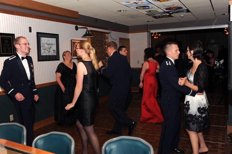 MINOT AIR FORCE BASE, N.D. -- Air Force Global Strike Command Airmen stationed here dance at the Air Force Ball held in the Jimmy Doolittle Center here Sept. 25. Air Force Global Strike Command Airmen from Minot joined for a morale boosting event held annually. (U.S. Air Force photo by Airman 1st Class Aaron-Forrest Wainwright)