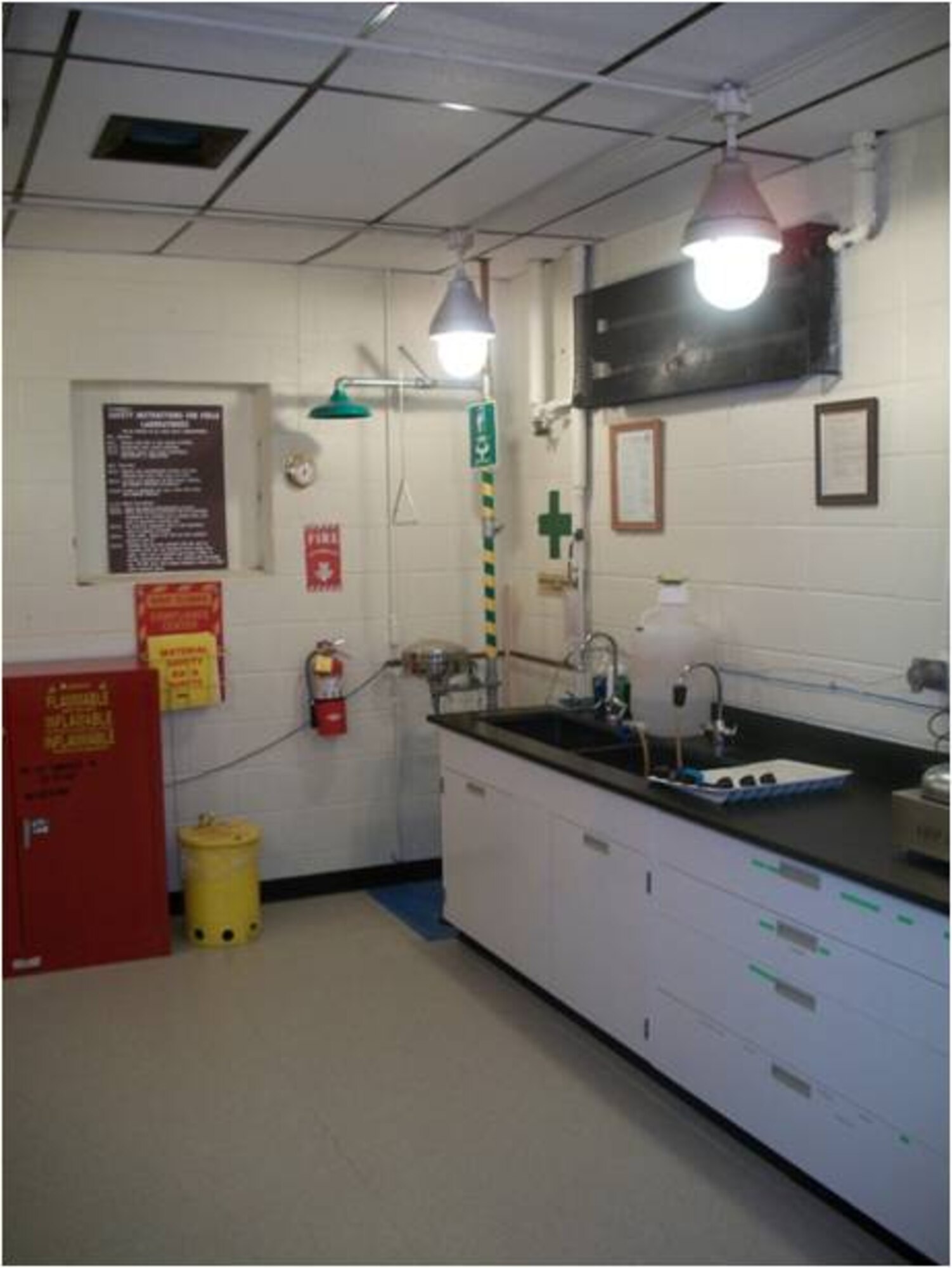 The fuels lab after the project, showing new floor tiles and fresh paint. “It is easier to work in a better looking lab. I feel great about the finished lab,” said Staff Sgt. Michael Poulin.  (Courtesy photo)