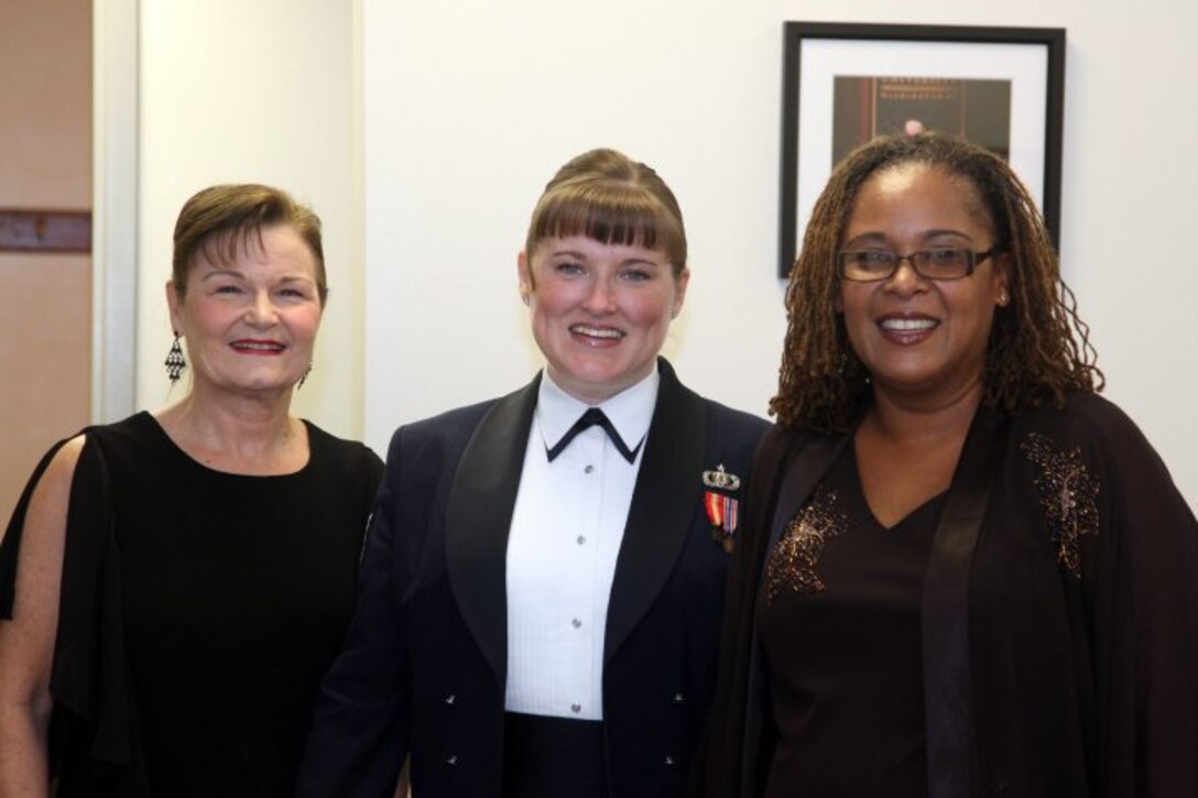 Retired Senior Master Sgt. Bobbie McCleary and Master Sgt. Tracey Wright join current Airmen of Note Vocalist Technical Sgt. Paige Martin backstage during the 2010 Jazz Heritage Series.  All concerts in the Jazz Heritage Series start at 8 p.m., and are free and open to the public. No tickets are needed. Lisner Auditorium is located at 730 21st Street Northwest, on the campus of George Washington University. (Photo by Robert Mesite)