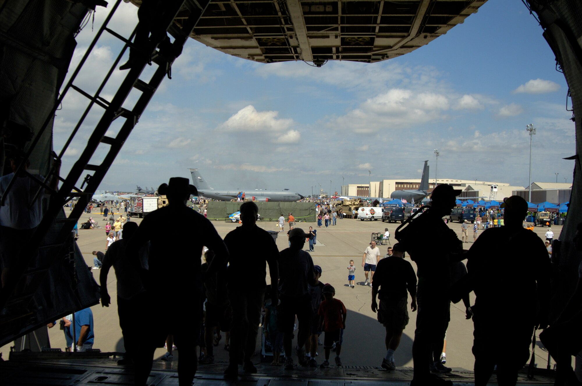 Guests of McConnell’s 2010 Open House and Air Show enter the belly of a C-5 Galaxy Sept. 25, 2010, McConnell Air Force Base, Kan. Guests were able to explored more than 50 static displays and watched civilian and military aerial demonstrations. Approximately, 95,000 people attended McConnell’s open house. (U.S. Air Force photo/Airman 1st Class Armando A. Schwier-Morales)