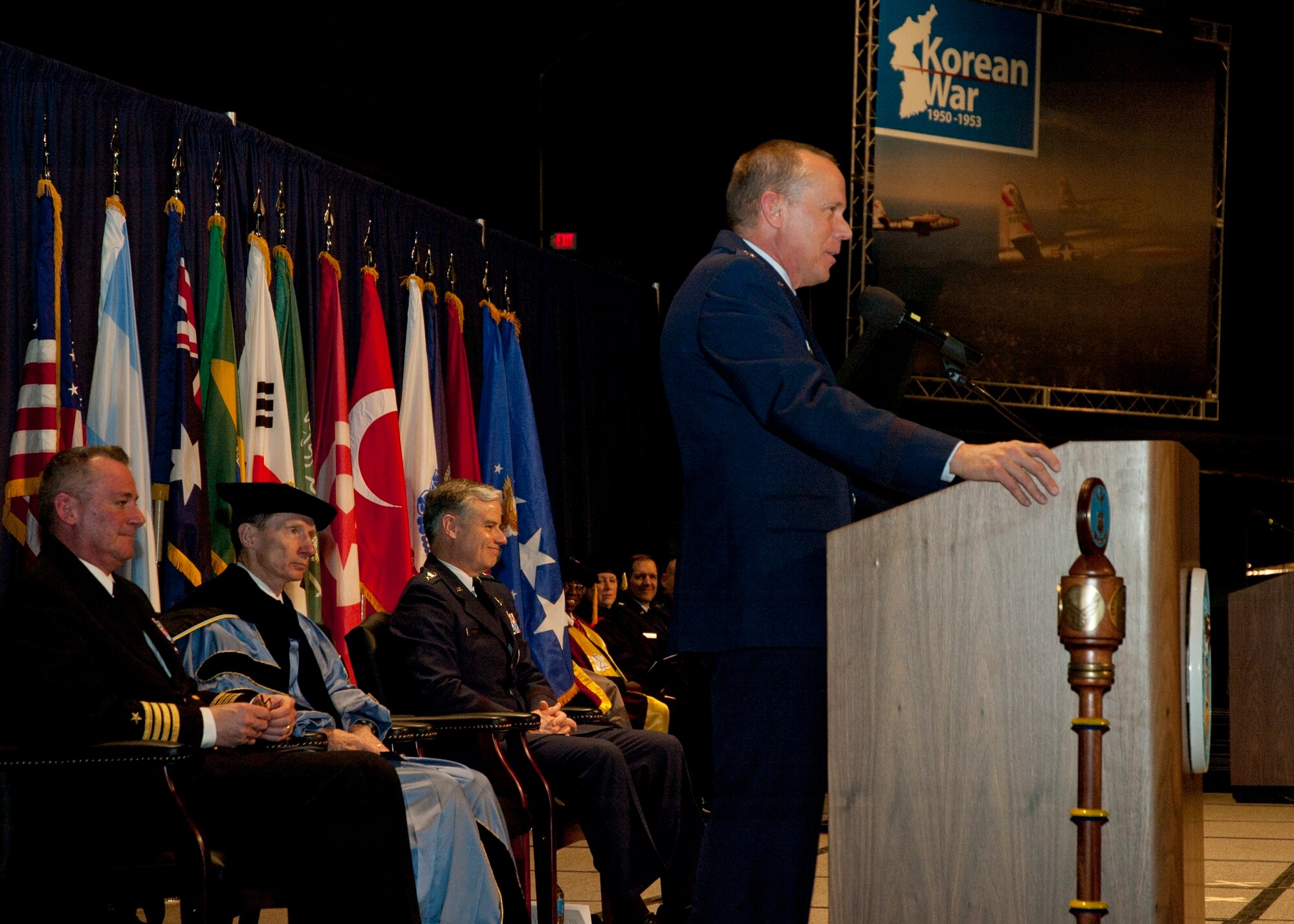 General Donald J. Hoffman, commander of Air Force Materiel Command, was the guest speaker at the Air Force Institute of Technology 2011 graduation ceremonies at the National Museum of the United States Air Force.