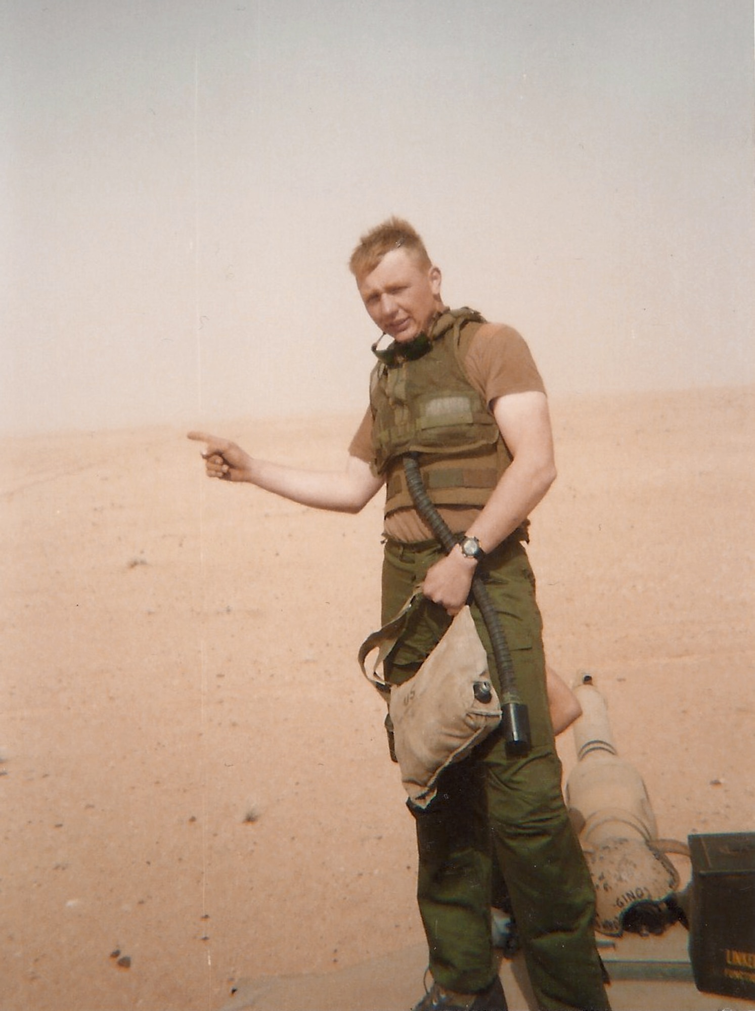 Army Private 1st Class Roy Bentley in Saudi Arabia in 1991 during Operation Desert Storm. Maj. Roy Bentley is now a C-17 Globemaster pilot deployed to Manas Air Base, Kyrgyzstan. (Courtesy photo)