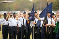 Airmen recite the the Oath of Enlistment during Air Force Basic Military Training graduation ceremonies March 18. Approximately 35,000 Airmen graduate from BMT each year. (U.S. Air Force photo/Robbin Cresswell)
