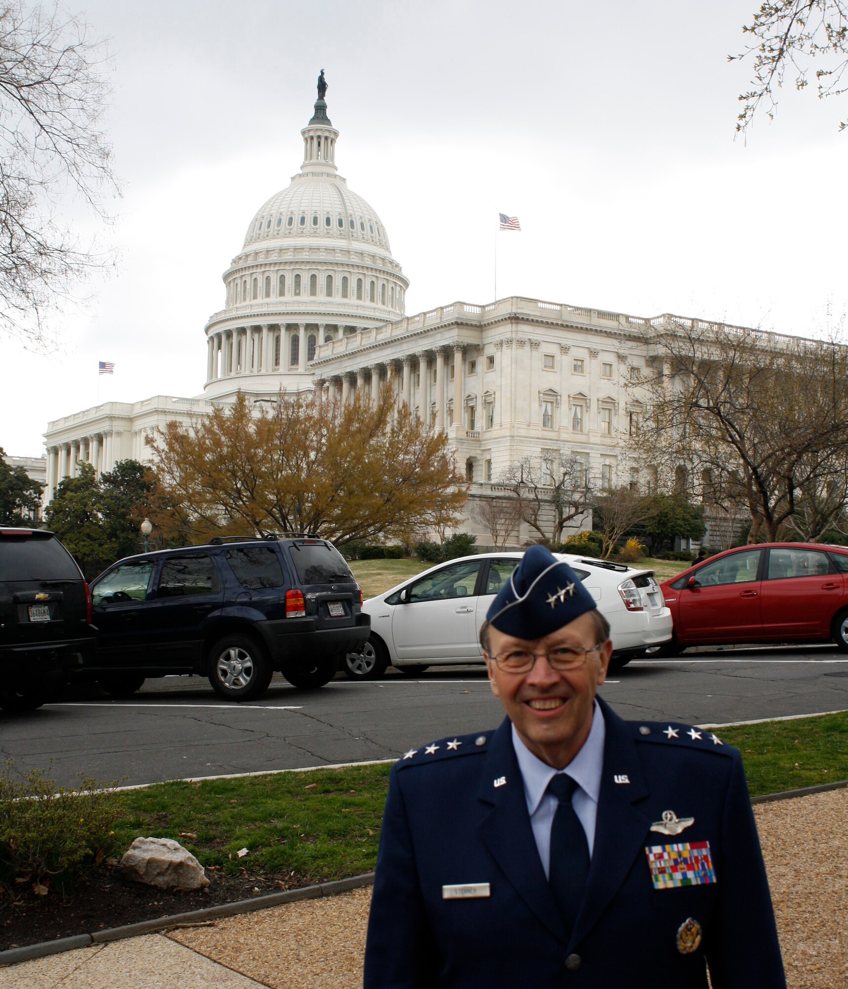 Lt. Gen. Charles E. Stenner Jr., arrives at Capitol Hill to testify in front of the House Armed Services Committee on April 1, 2011.  As the chief of the Air Force Reserve and commander of Air Force Reserve Command, General Stenner discussed the equipment and funding requirements which were sent to Congress as part of the President’s Fiscal Year 2012 Budget Request.  The proposal included about $5 billion for the Air Force Reserve which provides about 17 percent of the Air Force’s capability for about four percent of the total Air Force budget. (U.S. Air Force photo/Col. Bob Thompson)