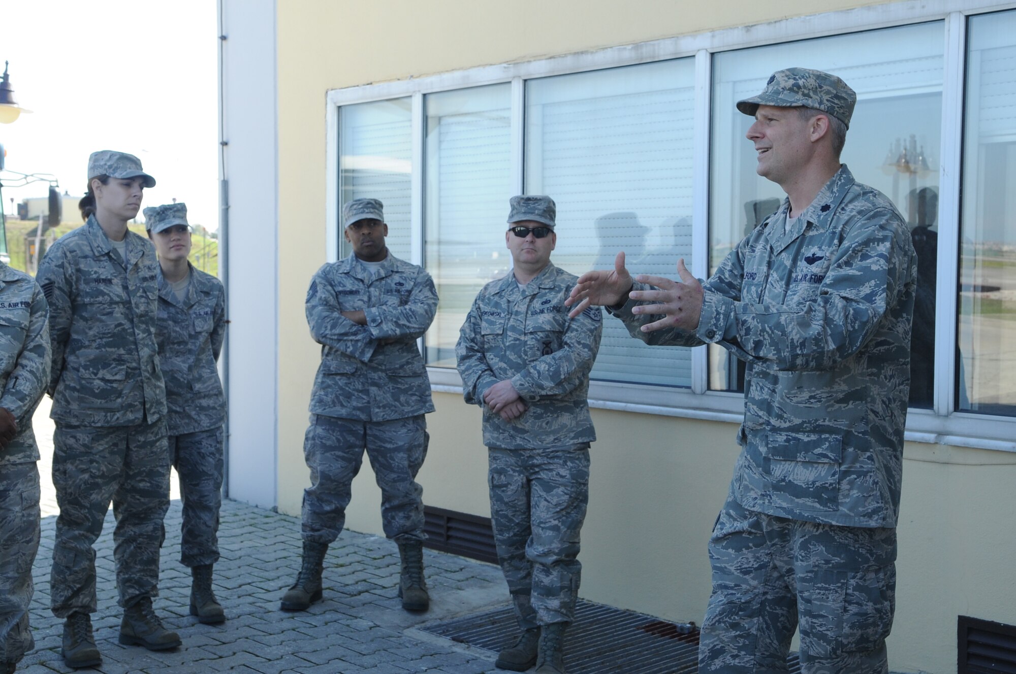 Lt. Col. Bryan Wolford, the 39th Operations Squadron commander, briefs the OS mission to the Incirlik enlisted orientation mission brief attendees March 16, 2011, at Incirlik Air Base, Turkey.  Officials at the 39th Air Base Wing initiated an enlisted mission orientation program, sponsored by the wing commander and command chief, to ensure the newly assigned NCOs and master sergeants understand the components that comprise the overall mission and how their unit fits into mission accomplishment. (U.S. Air Force photo by Tech. Sgt. Valda Wilson/Released)