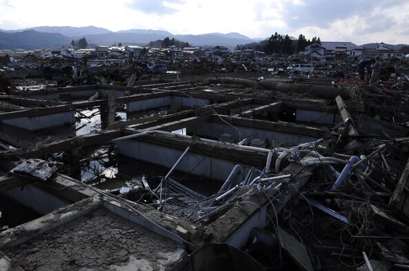NODA MURA, Iwate, Japan – The coastal village here was heavily damaged as part of the March 11 earthquake and tsunami that struck Northern Japan.  Nearly 40 U.S. service members and civilians left Misawa Air Base, Japan, to assist in tsunami cleanup and relief efforts in the village as part of Operation Tomodachi. (U.S. Air Force photo by Senior Airman Joe McFadden/Released)