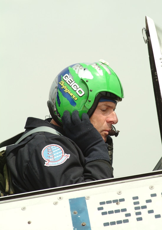 A pilot with the GEICO Skytypers prepares for another air show. (Courtesy photo/GEICO Skytypers)