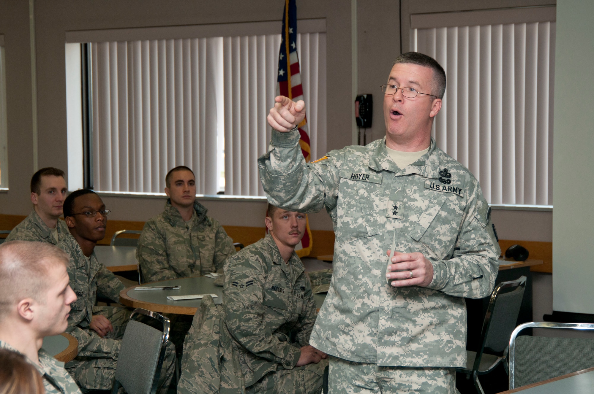 Major General James A. Hoyer, the new Adjutant General of the West Virginia Air National Guard, visited the men and women of the 167th Airlift Wing to share his vision and exchange ideas for the future. (U.S. Air Force photo by SSGT Mike Dickson)