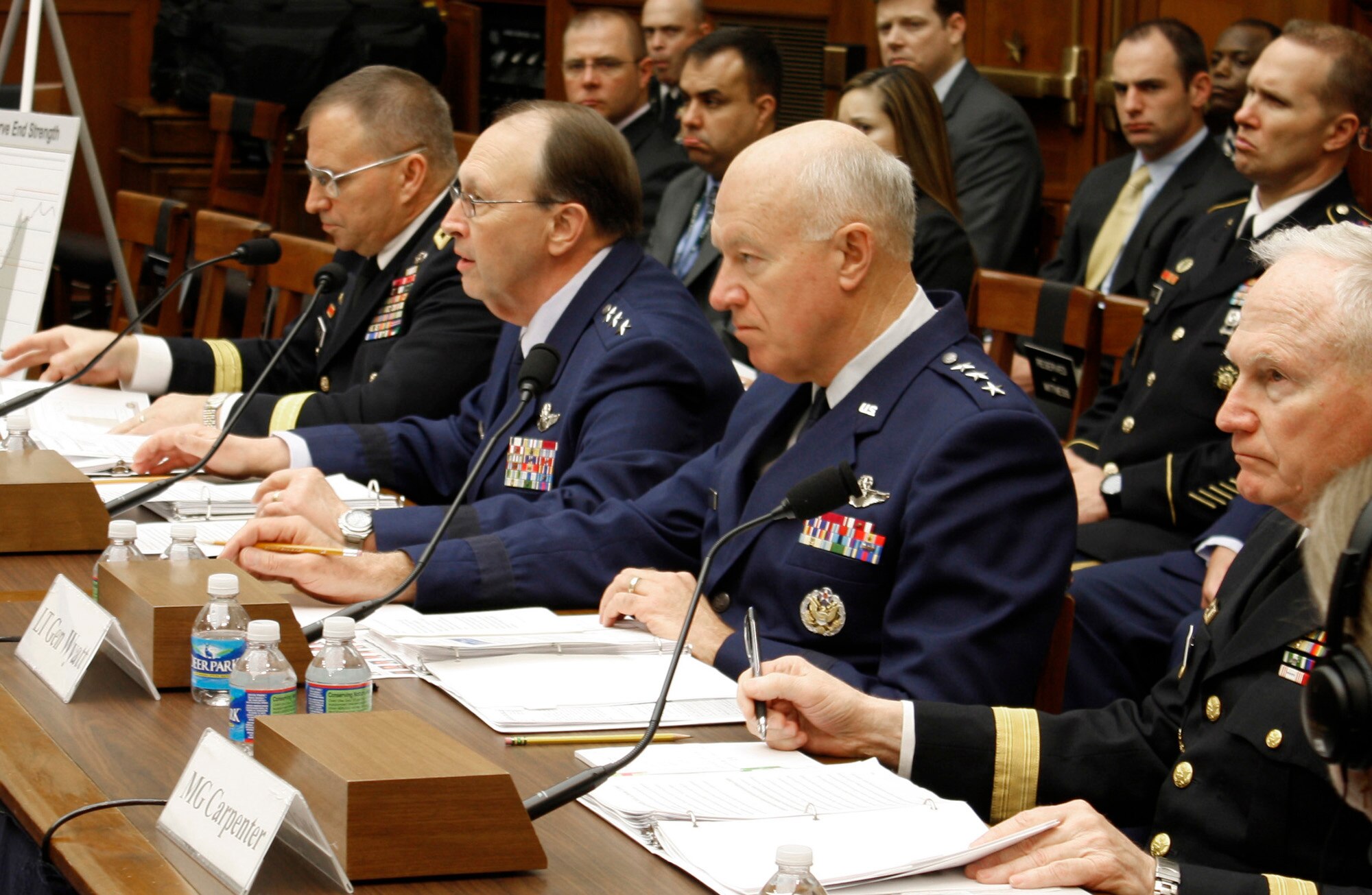 Army and Air Force Reserve component chiefs testified and discussed equipment and budget needs with the congressional Subcommittee on Tactical Air and Land Forces on April 1, 2011, in Washington D.C. (U.S. Air Force photo/Col. Bob Thompson)