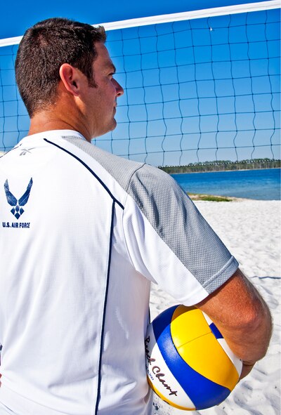 Tech. Sgt. David Dean, 919th Maintenance Squadron, was selected for the Air Force men’s beach volleyball team this year.  Sergeant Dean, an Air Reserve Technician at Duke Field, was also selected last year.  His team placed second in the armed forces tournament last year.  A first or second place finish in the tournament this year (April 12-15) allows them to play in the World Military Games in Brazil.  (U.S. Air Force photo/Tech. Sgt. Samuel King Jr.)