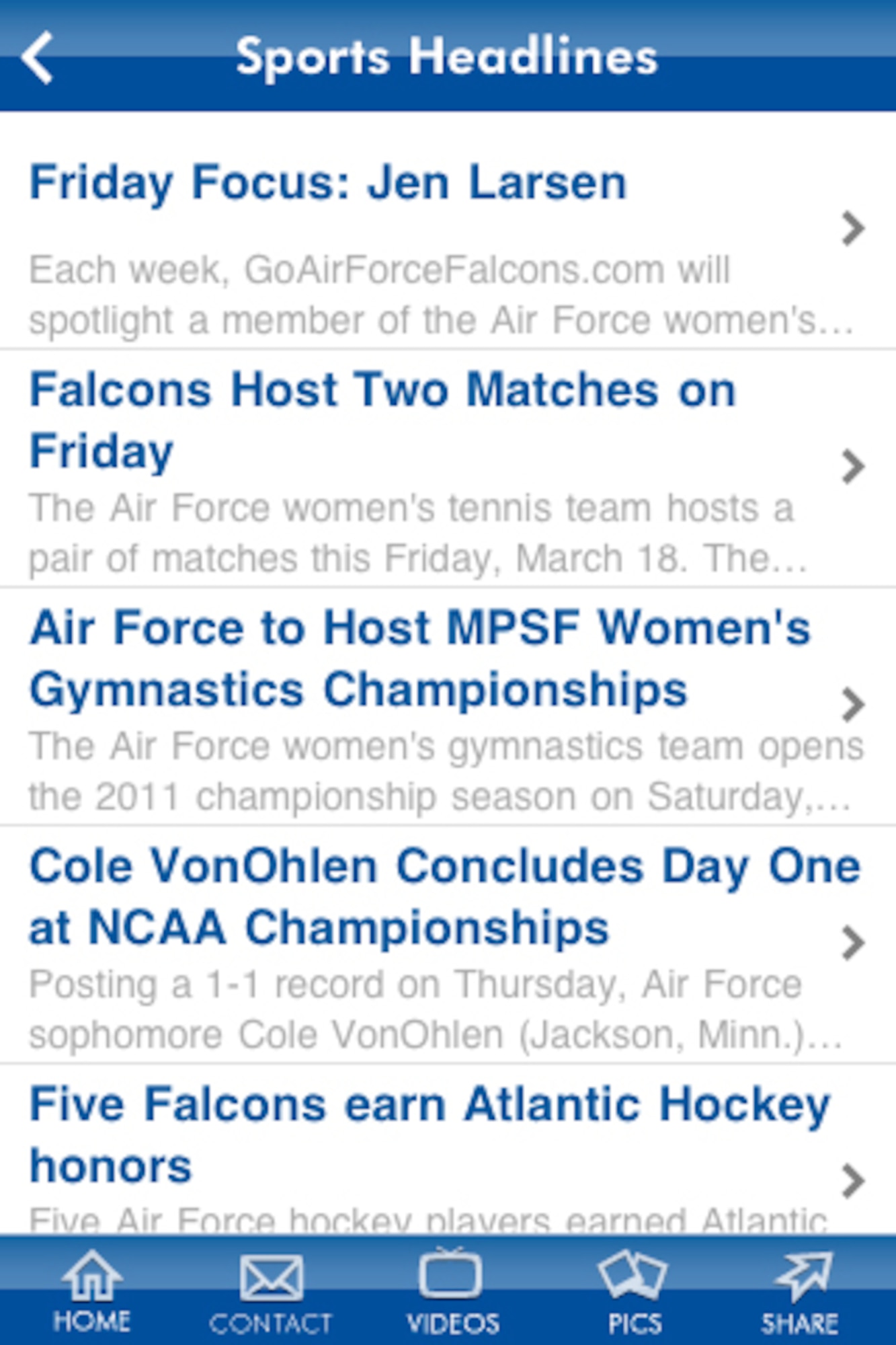 The U.S.Air Force Academy released an app Wednesday, April, 6, 2011.  The app is a free download available in the iTunes App Store and the Android Market.