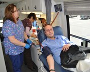 Team Westover supported a blood drive led by Mercy Hospital on Wednesday, keeping hospital workers like medical assistant Cindy Brown busy harvesting the life-saving resource from civilians like Chris Malloy, the chief of travel in the Finance Department.