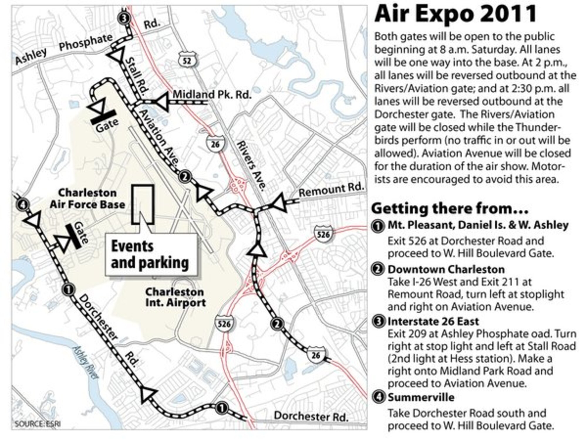 The following graphic shows gate and road closures associated with this week's Air Expo. (courtesy illustration)