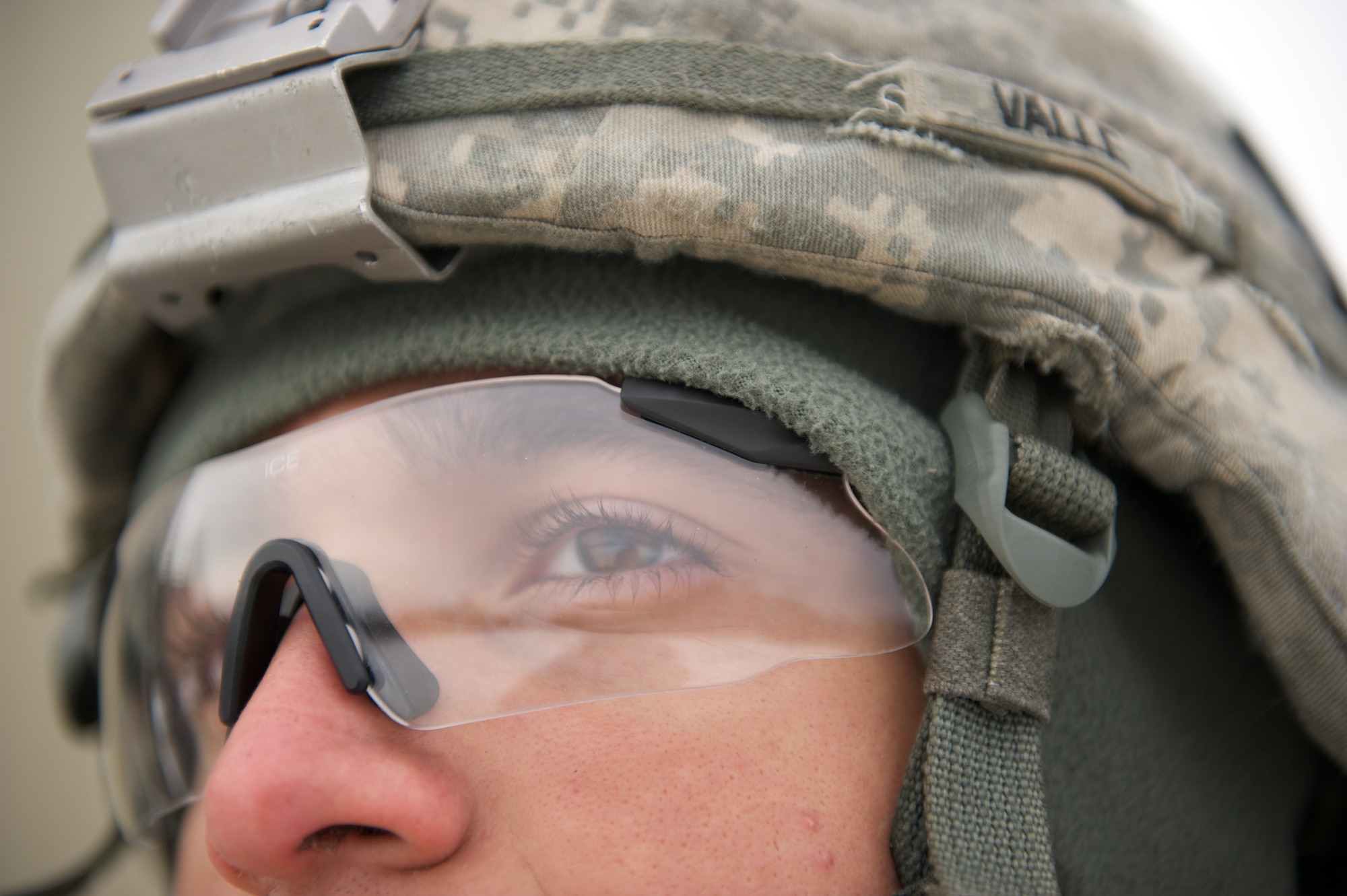 JOINT BASE ELMENDORF-RICHARDSON, Alaska ? Pfc. Norberto Valle, A Company, 1st Battalion, 501st Infantry Regiment (Airborne), prepares mentally, March 24, for the company's stress shoot at the Joint Base Elmendorf-Richardson range. (U.S. Air Force photo by David Bedard/Released)