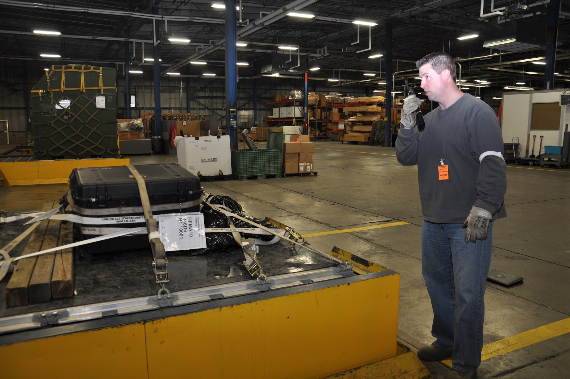 WRIGHT-PATTERSON AIR FORCE BASE, Ohio – Master Sgt. Shannon Moen, 445th Logistics Readiness Squadron logistics planner, performs his duties as the maintenance group unit deployment manager during the personnel deployment function mobility exercise April 1. (U.S. Air Force photo/Stacy Vaughn)