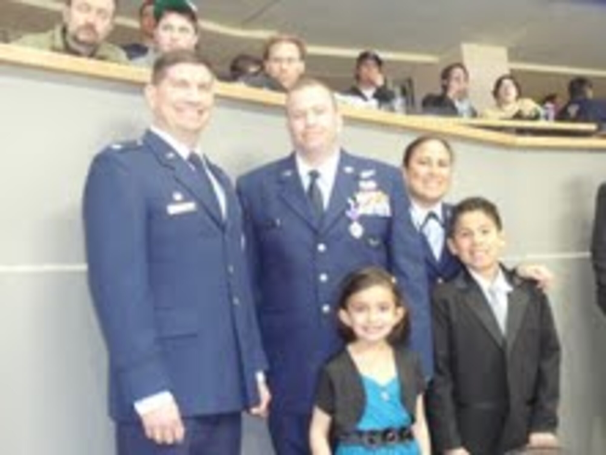 On March 22, Tech. Sgt. David S. Romanowsky received the Purple Heart for his valiant efforts in support of Operation Iraqi Freedom. Lt. Col. David Scanlon, 566th Intelligence Squadron commander, presented the medal to Sergeant Romanowsky during a Colorado Avalanche hockey game.

