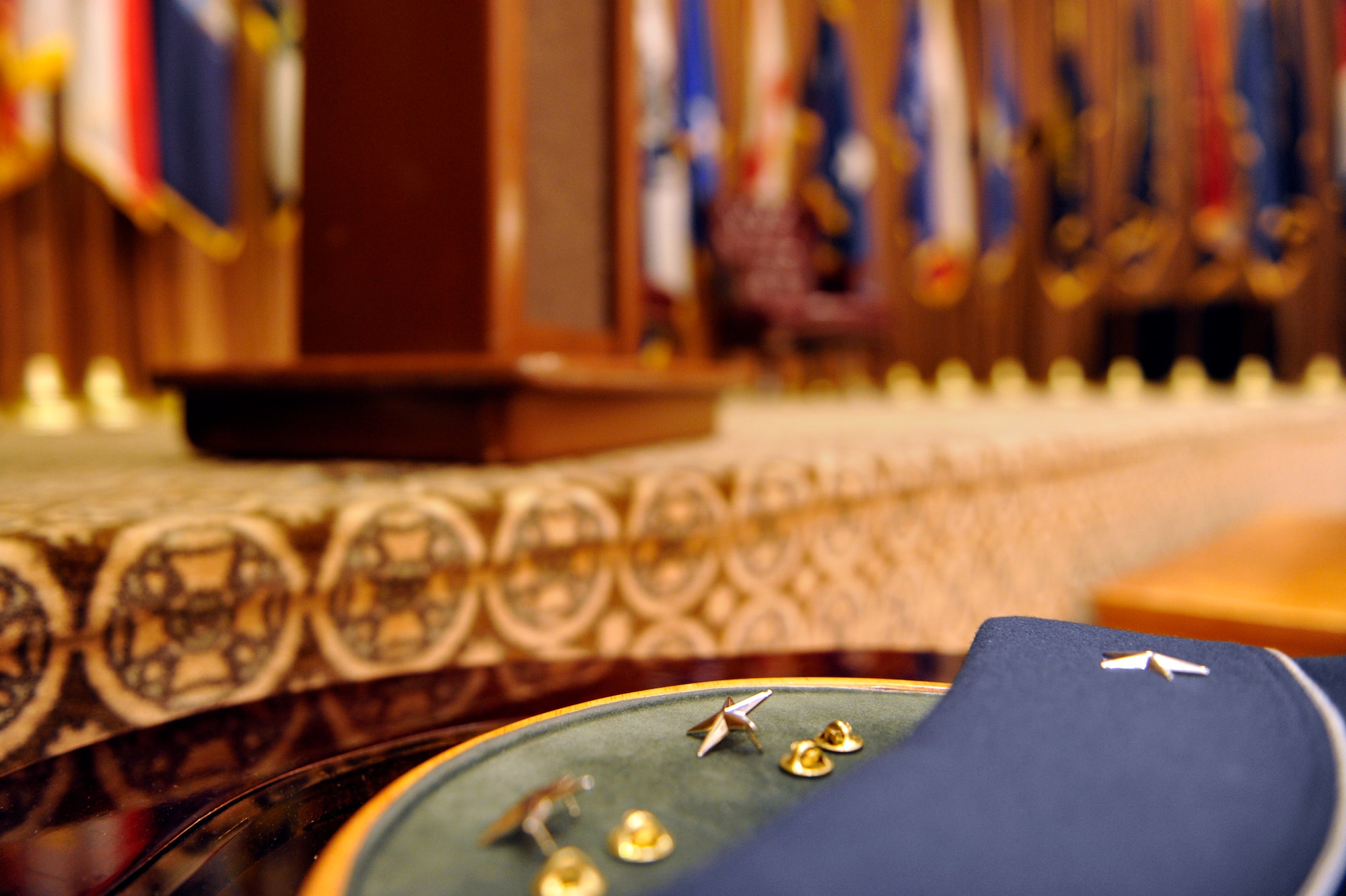 JOINT BASE MCGUIRE-DIX-LAKEHRUST, N.J. -- Brig. Gen. Gina Grosso’s new rank and flight cap prior to her promotion ceremony here April 8. Hundreds of community leaders and base leadership were on hand to witness the promotion of the joint base’s commander. (U.S. Air Force photo by Tech. Sgt. Laura Deckman/Released)